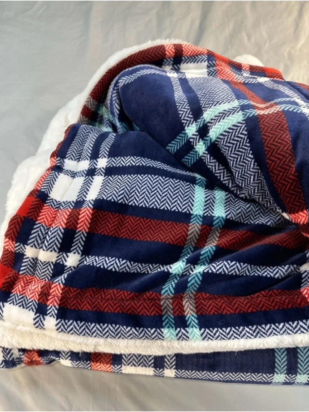 Navy Plaid Plush Throw Blanket - Unbranded 48x62 inches